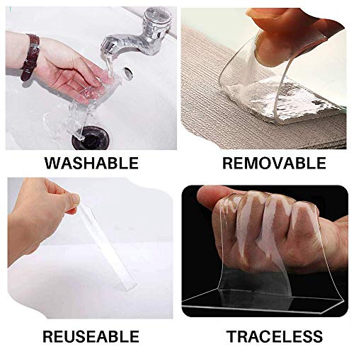 Cinta magica adhesiva, Reutilizable Nano Tape, cinta doble cara transparente, Traceless Grip Tape Multifuncional de Doble Cara Adhesivo Cinta de Pared Fuerte (5m)