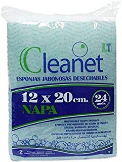 Cleanet: 24 esponjas jabonosas desechables napa 12x20cm 90grs. 1 paquetes x 24 unidades