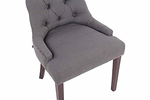 CLP Set 2 Sillas Comedor Aberdeen En Tela & Base De Madera I 2 Sillas En Chesterfield Look, Color:Gris Oscuro, Color del Marco:Antiguo