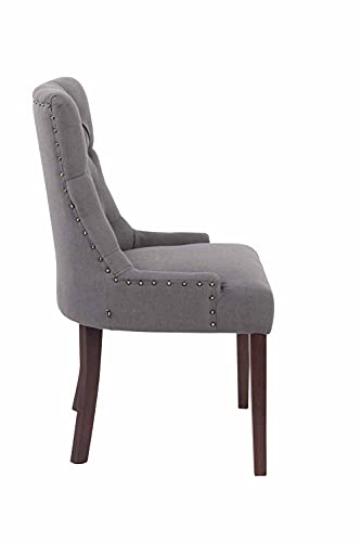 CLP Set 2 Sillas Comedor Aberdeen En Tela & Base De Madera I 2 Sillas En Chesterfield Look, Color:Gris Oscuro, Color del Marco:Antiguo