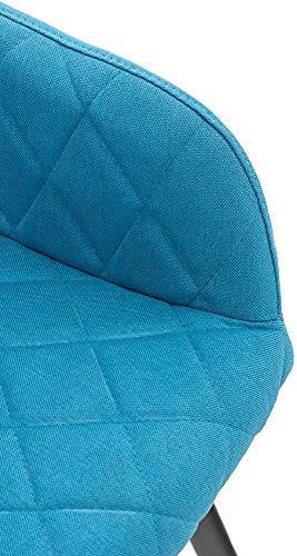 CLP Silla De Comedor Shila En Tela I Silla De Salón En Terciopelo & Base De Metal I Butaca Moderna con Reposabrazos, Color:Turquesa, Material de Base:Tela