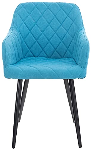 CLP Silla De Comedor Shila En Tela I Silla De Salón En Terciopelo & Base De Metal I Butaca Moderna con Reposabrazos, Color:Turquesa, Material de Base:Tela