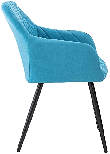 CLP Silla De Comedor Shila En Tela I Silla De Salón En Terciopelo & Base De Metal I Butaca Moderna con Reposabrazos, Color:Turquesa, Material de Base:Tela