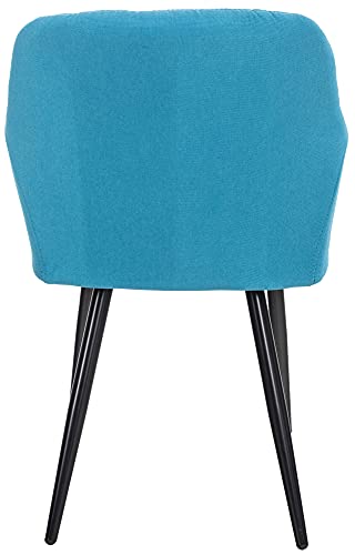 CLP Silla De Comedor Shila En Tela I Silla De Salón En Terciopelo & Base De Metal I Butaca Moderna con Reposabrazos, Color:Turquesa, Material de Base:Tela