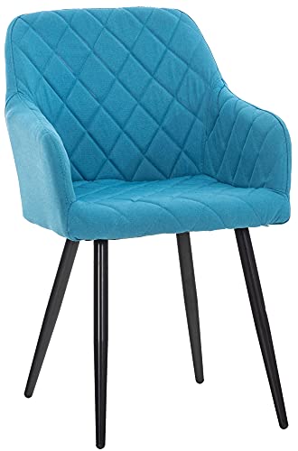 CLP Silla De Comedor Shila En Tela I Silla De Salón En Terciopelo & Base De Metal I Butaca Moderna con Reposabrazos, Color:Turquesa, Material de Base:Tela