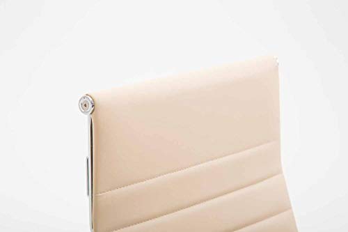 CLP Silla De Oficina Kolumbus En Simil Cuero & Base De Metal con Ruedas I Silla De Escritorio Ergonómica & Regulable En Altura, Color:Crema