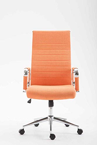 CLP Silla De Oficina Kolumbus Ergonómica Tapizada En Tela & Base con Ruedas I Silla De Escritorio Regulable En Altura, Color:Naranja