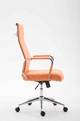 CLP Silla De Oficina Kolumbus Ergonómica Tapizada En Tela & Base con Ruedas I Silla De Escritorio Regulable En Altura, Color:Naranja