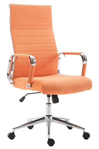 CLP Silla De Oficina Kolumbus Ergonómica Tapizada En Tela & Base con Ruedas I Silla De Escritorio Regulable En Altura, Color:Naranja