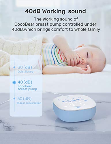 Cocobear Sacaleches Eléctrico,Extractor de leche doble, portátil y recargable por USB, con 2 modos y 9 niveles de succión de mama, pantalla táctil LED