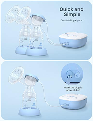 Cocobear Sacaleches Eléctrico,Extractor de leche doble, portátil y recargable por USB, con 2 modos y 9 niveles de succión de mama, pantalla táctil LED