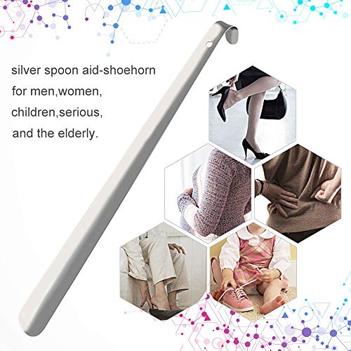 CODIRATO Cuerno de Zapato, Calzador Acero Inoxidable sin Costuras Cuerno de Metal de Mango para Hombres, Mujeres, Niños y Ancianos (42CM)