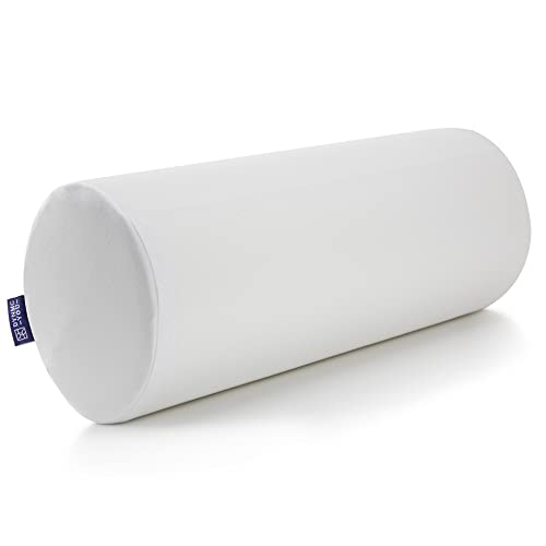Cojín Cervical de Soporte con Funda de Bambú Oeko-Tex Cojín Cilíndrico Ultra DYNMC YOU - con Núcleo de Espuma de Memoria, Cojín de Cuello, Cojín Lumbar y Cojín de Rodillas, Blanco