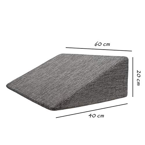 Cojín de cuña para Sala de Estar y Dormitorio, cojín de Lectura, cojín Relax, Respaldo, Almohada de Vientre // Cojín de cuña para acostarse y Sentarse (5 Colores para Elegir) (Gris)