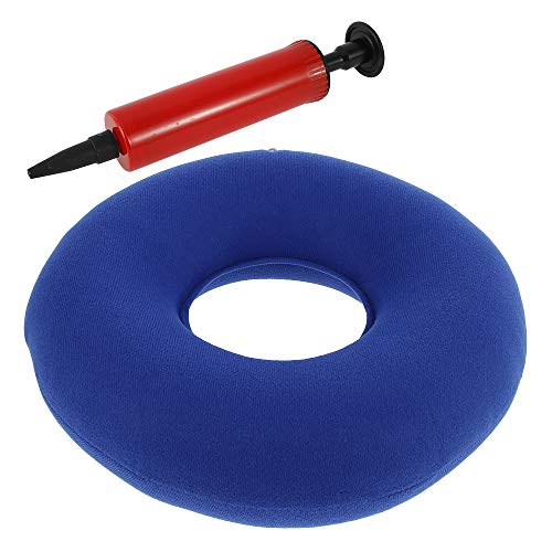 Cojín de donut inflable, anillo de donut ideal para aliviar las pilas hemorroides, pilas, úlceras en la cama, próstata, coxis, coxis, espalda, ciática (azul)