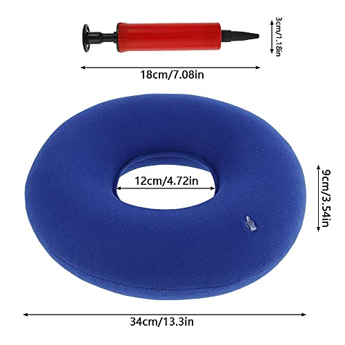Cojín de donut inflable, anillo de donut ideal para aliviar las pilas hemorroides, pilas, úlceras en la cama, próstata, coxis, coxis, espalda, ciática (azul)