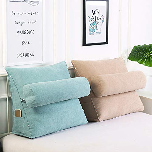 Cojín de lectura, cojín de respaldo, triangular, cojín de cuña, cojín para sofá, silla de oficina, cama, cojín de respaldo, cojín cuña con cojín cervical, cojín de lectura (lila, 45 x 45 x 20 cm)