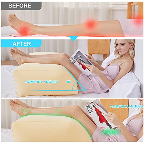 Cojín Inflable para La Pierna, Almohadilla de Pie Inflable PortáTil, Almohadilla de Pie FáCil de Inflar y Desinflar, Superficie de Flocado, Adecuada para Mujeres Embarazadas, Atletas