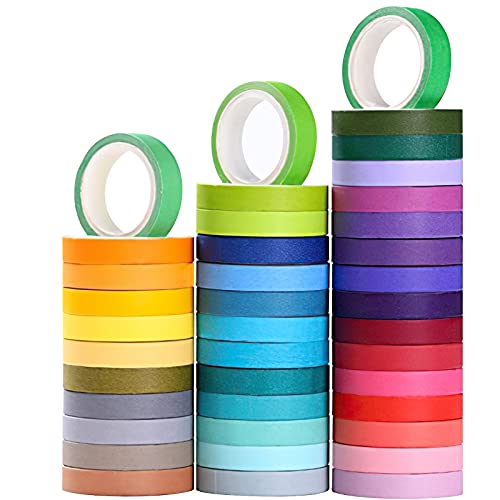 Colección de 40 rollos de cinta washi, cintas adhesivas decorativas para manualidades, para niños y para envolver regalos