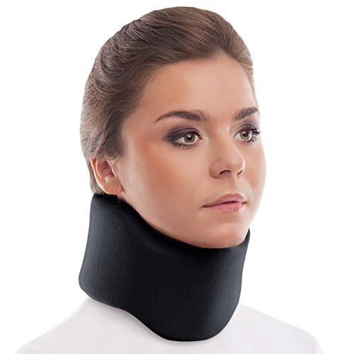 Collarín cervical ortopédico blando; soporte para el cuello, Alivio del Dolor y la Presión en la Columna Vertebral; para vértebras cervicales; 100% algodón Medium Negro