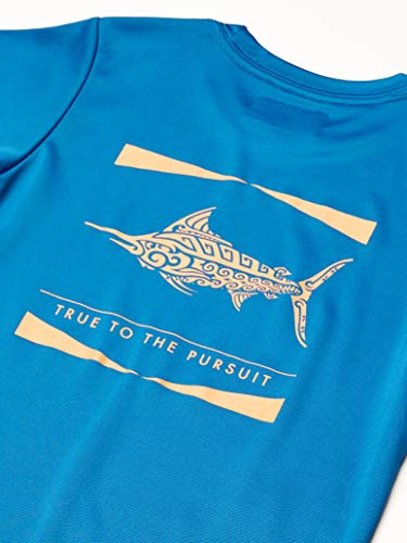 Columbia Kids & Baby PFG Offshore - Camiseta de Manga Corta, diseño de Peces de la Tribu de la Piscina Oscura, XL
