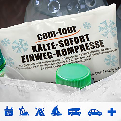 com-four® 20x Compresa Fría Instantánea Desechable, Bolsa de Gel para Enfriar Inmediato y para Primeros Auxilios, Almohadilla para Uso Externo (20 Piezas - Juego 2)