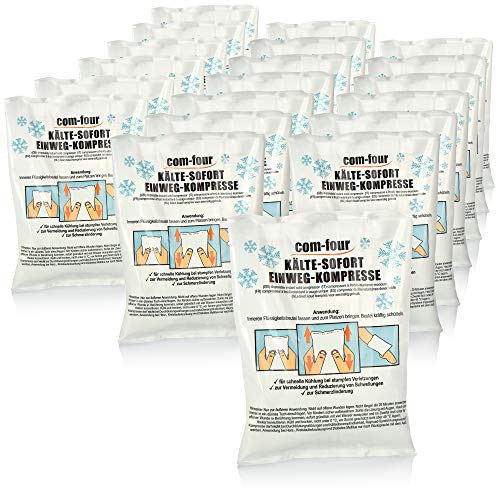 com-four® 20x Compresa Fría Instantánea Desechable, Bolsa de Gel para Enfriar Inmediato y para Primeros Auxilios, Almohadilla para Uso Externo (20 Piezas - Juego 2)