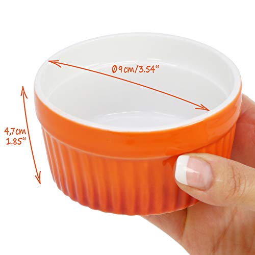 COM-FOUR® 6x tazón de ragú de aletas - moldes para horno en rojo y naranja - tazón de crema brulee - tazón de postre con 185 ml cada uno