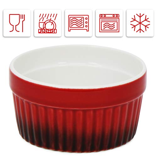 COM-FOUR® 6x tazón de ragú de aletas - moldes para horno en rojo y naranja - tazón de crema brulee - tazón de postre con 185 ml cada uno