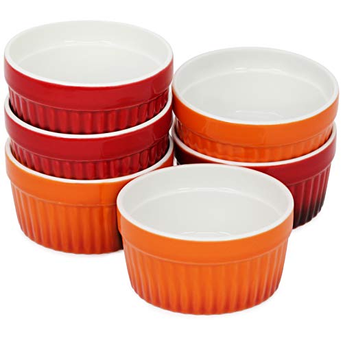 COM-FOUR® 6x tazón de ragú de aletas - moldes para horno en rojo y naranja - tazón de crema brulee - tazón de postre con 185 ml cada uno