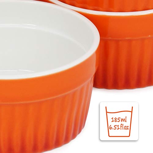 COM-FOUR® 6x tazón de ragú de aletas - moldes para horno en rojo y naranja - tazón de crema brulee - tazón de postre con 185 ml cada uno