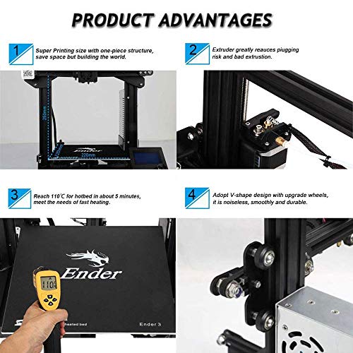 Comgrow Creality Ender 3 Impresora 3D de aluminio, Prusa i3, DYI, con reanudación de impresión, 220x220x250mm