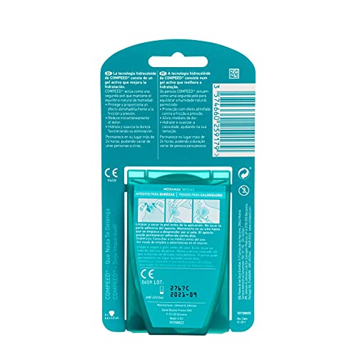 Compeed Durezas Medianas, Apósitos Hidrocoloides, Cuidado de Pies, Eliminación Rápida de las Durezas, Turquesa, Dimensiones 4.4 cm x 4.5 cm, 6 Unidades