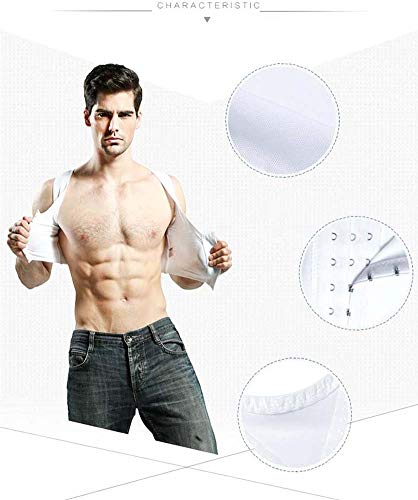Compresion Pecho Chaleco Hombres Adelgazante Shaper Cuerpo Ocultar Ginecomastia Camiseta sin Mangas Slim Fit Fajas para Hombre,White,m