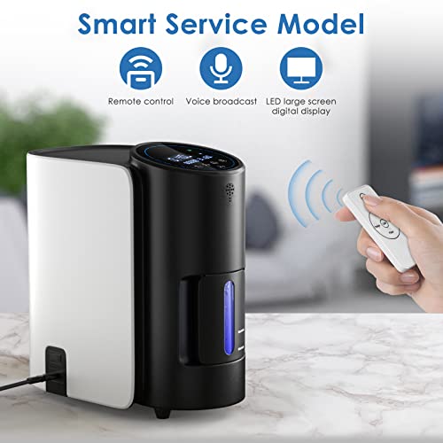 Concentrador de oxígeno portátil, SEAAN 1-7 L/min Concentrador de aire de alta concentración ajustable al 90%, Máquina de oxígeno portátil ajustable para uso doméstico y de viaje