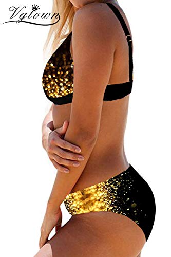 Conjunto de Bikini sin Espalda Bowknot Gradient Swimwear Detail Trajes de baño de Cuello hundido Traje de baño de Dos Piezas de Corte bajo Mujeres 4XL Multi