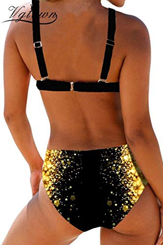 Conjunto de Bikini sin Espalda Bowknot Gradient Swimwear Detail Trajes de baño de Cuello hundido Traje de baño de Dos Piezas de Corte bajo Mujeres 4XL Multi