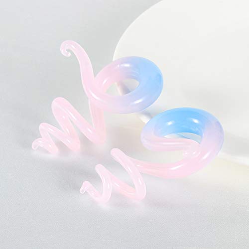 COOEAR 1 par de vidrio cónico agudos espirales azul cielo tapones para los oídos percha 6mm-10mm camillas expansor de carne.