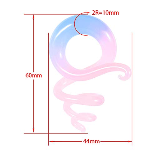 COOEAR 1 par de vidrio cónico agudos espirales azul cielo tapones para los oídos percha 6mm-10mm camillas expansor de carne.