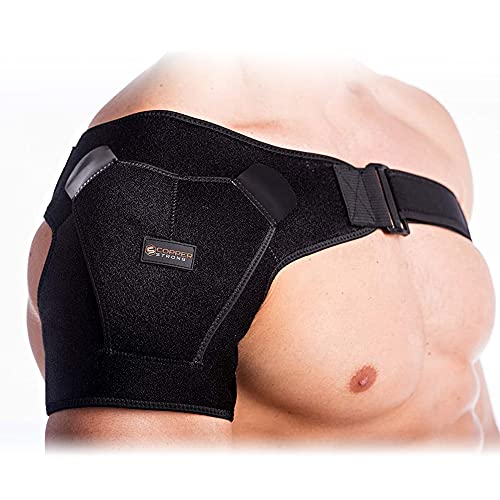 Copper Strong Soporte para hombro de recuperación: soporte de estabilidad de hombro con mayor contenido de cobre. Ajuste ajustable para hombres o mujeres. Alivio para tendinitis
