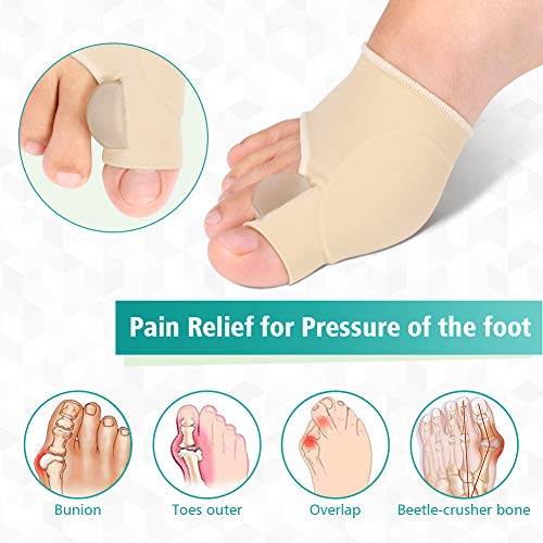 Corrector de juanetes de gel 1 par, protectores de férula para dedo gordo del pie, funda de apoyo con separadores de silicona y almohadilla para aliviar el dolor de hallux valgus día y noche
