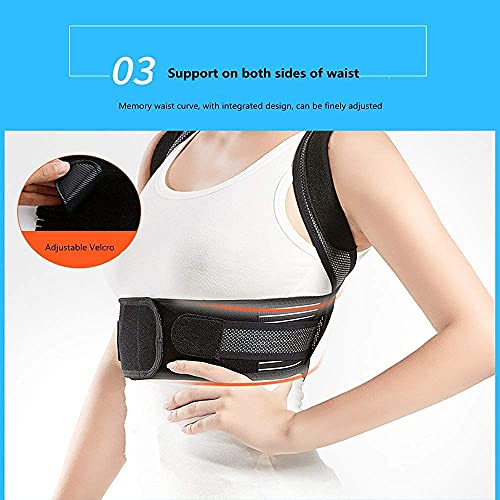 Corrector de postura de espalda para mujeres y hombres - Corrector de postura de espalda superior que proporciona soporte lumbar - Enderezadora de espalda ajustable, negro, 4 tamaños (tamaño: grande)