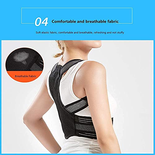 Corrector de postura de espalda para mujeres y hombres - Corrector de postura de espalda superior que proporciona soporte lumbar - Enderezadora de espalda ajustable, negro, 4 tamaños (tamaño: grande)