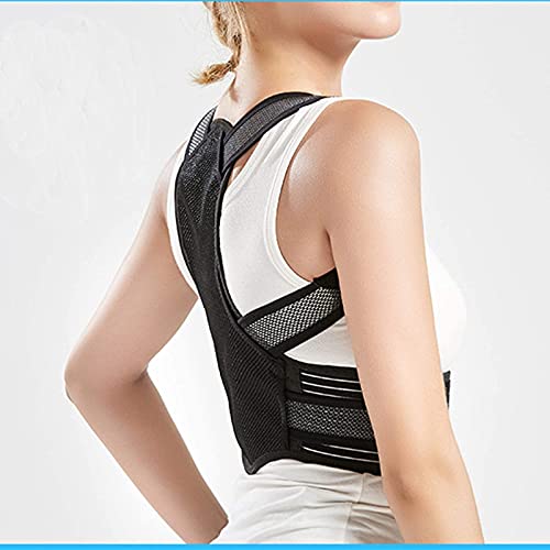 Corrector de postura de espalda para mujeres y hombres - Corrector de postura de espalda superior que proporciona soporte lumbar - Enderezadora de espalda ajustable, negro, 4 tamaños (tamaño: grande)