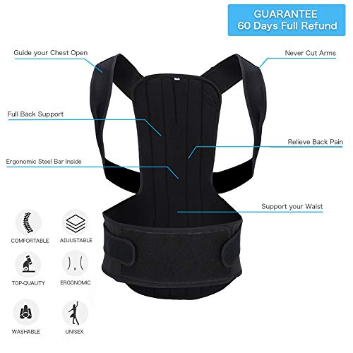 Corrector de postura para hombres y mujeres - Soporte de espalda superior ajustable para clavícula para apoyar el cuello, espalda y hombro, estabilizador de espalda, corrección de postura