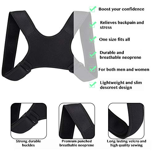 Corrector De Postura Soporte Ajustable Para Fracturas De Espalda Hombres / Mujeres Espalda Clavícula Columna Vertebral Órtesis De Hombro Con Correa M2-negro Corrector De Espalda