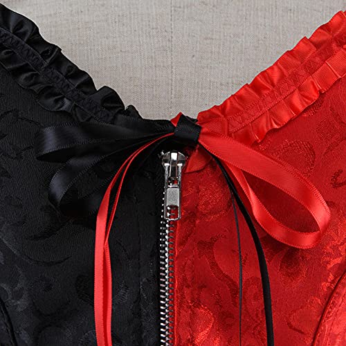Corset Corsé Mujer Corsé Sexy con Cremallera Frontal sobre El Busto con Cordones Bustier Deshuesado Jacquard Floral Push Up Tallas Grandes S-6Xl-2550Green_M