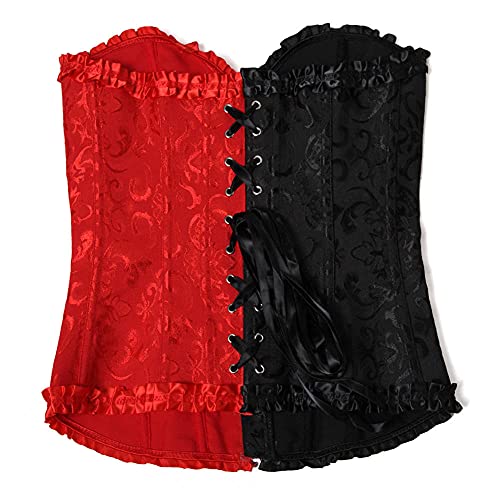 Corset Corsé Mujer Corsé Sexy con Cremallera Frontal sobre El Busto con Cordones Bustier Deshuesado Jacquard Floral Push Up Tallas Grandes S-6Xl-2550Green_M