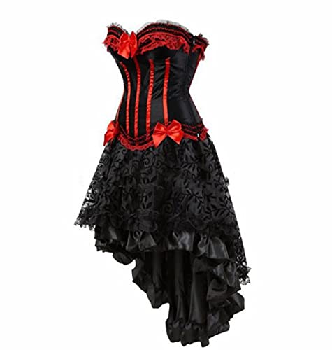 Corset Corsé Mujer Corsés Vestido con Falda Burlesque Vintage Rayado Floral con Cordones Corsé Bustier Camisetas Sin Mangas para Mujer Cosplay-8068_7056_Blue1_XL