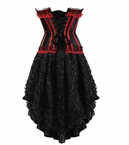 Corset Corsé Mujer Corsés Vestido con Falda Burlesque Vintage Rayado Floral con Cordones Corsé Bustier Camisetas Sin Mangas para Mujer Cosplay-8068_7056_Blue1_XL
